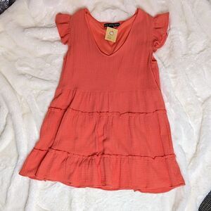 HYFVE Babydoll Dress 100% Gauzy Cotton in Coral Size Large NWT